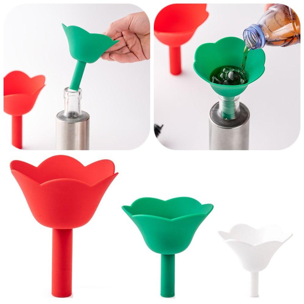 3Pcs/Set Creative Flower Shaped Funnel Portable Silicone Funnel Set Wine Funnel  Kitchen Baking
