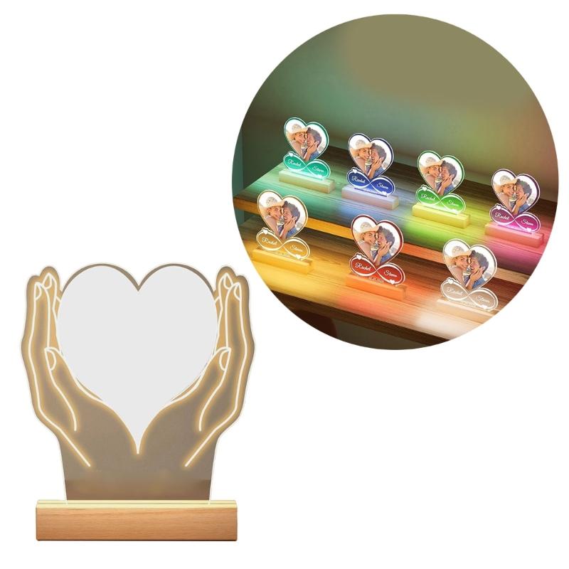 LED Picture Frame With Unique Couple Photo Bedsides Lamp For Bedroom Decoration Valentine's Day Gift