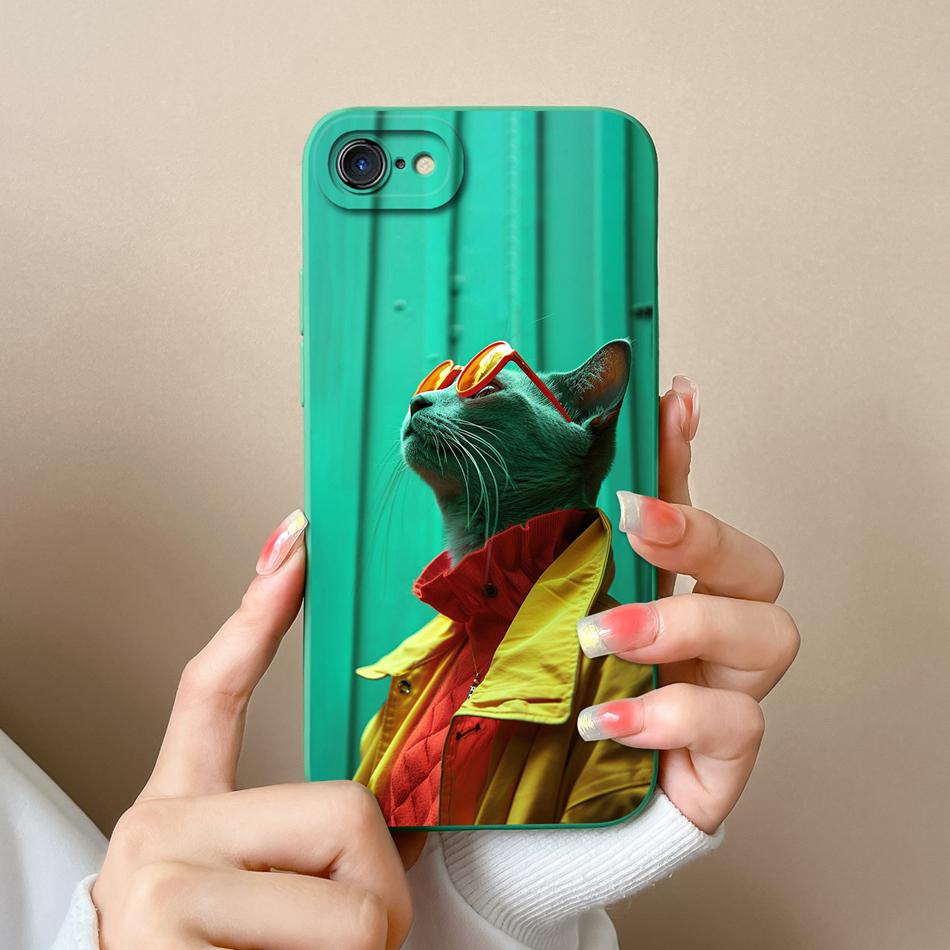 For iPhone 7 8 Plus Case Cute Animals Phone Cover For iPhone 6 SE X XR XS Max Camera Protection Soft Liquid Silicone Back Covers