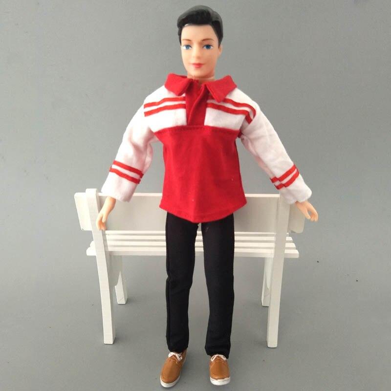 1/6 Boy Doll Clothes For Ken Doll Outfits Red Blue Shirt & Black Trousers Pants Clothes For Barbie's Boyfriend Ken Prince Doll