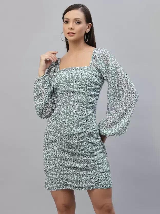 

Платье облегающее в стиле вестерн с принтом | Приталенный и расклешенный повседневный мини-платье VFF-5200 M