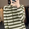 Women S Striped Hooded Sweater Loose Casual Fit Pullover
