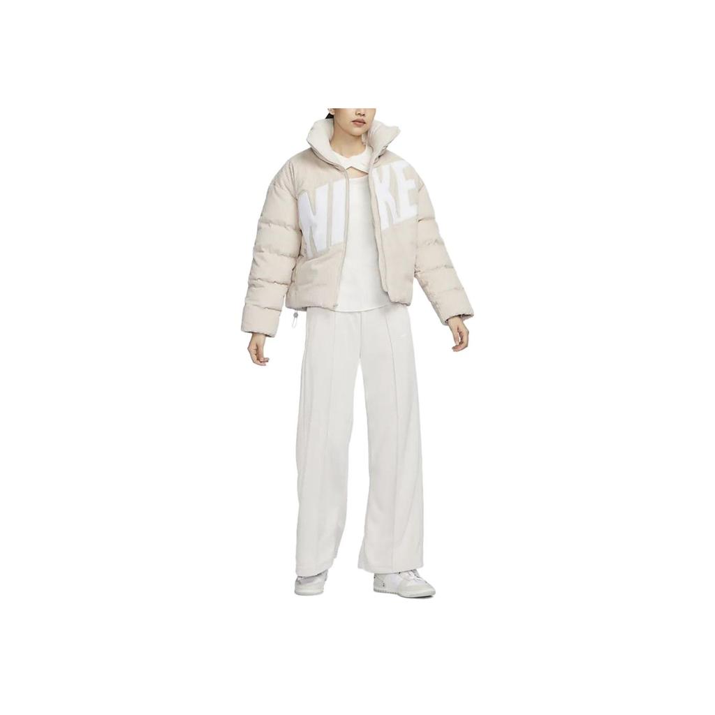 Nike Essentielle Buchstaben Stehkragen Kord Locker Lässig Daunenjacke Damen Jacken Hellrot Holzbraun FD8214-104