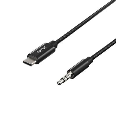 Buffalo AUX Cable USB Type C To 3.5mm Audio Conversion High Resolution iPhone 16 Compatible with DAC Heavy Duty Nylon 1m Black BSMPC3515BK
