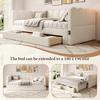 Upholstered Bed, Daybed, Sofa Bed, with 2 Drawers for Storage, Sleeper Sofa, Day Bed 90x190 cm, Extendable to 180 cm, with USB Port, Beige Linen