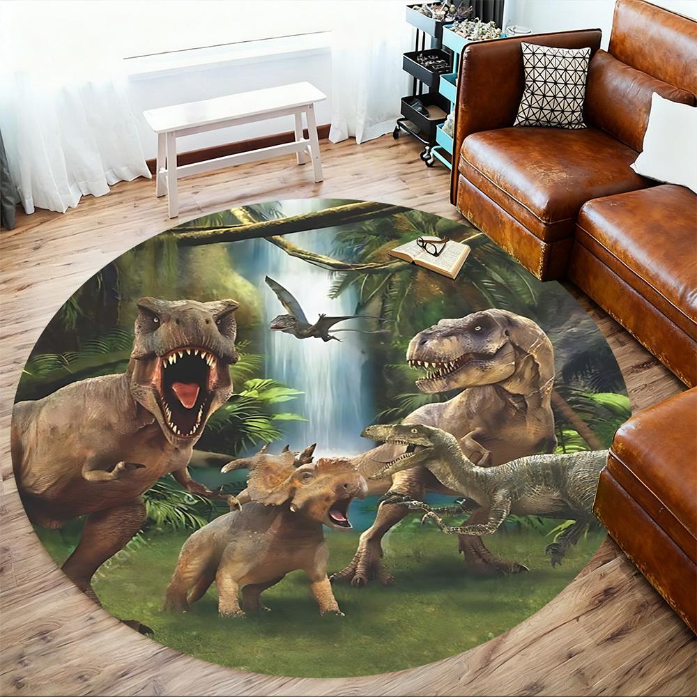 1pc dinosaur jungle Round Chair mat Area Rug - Non-Slip, Floor Mat for Office, Bedroom, and Indoor Decor c1125329