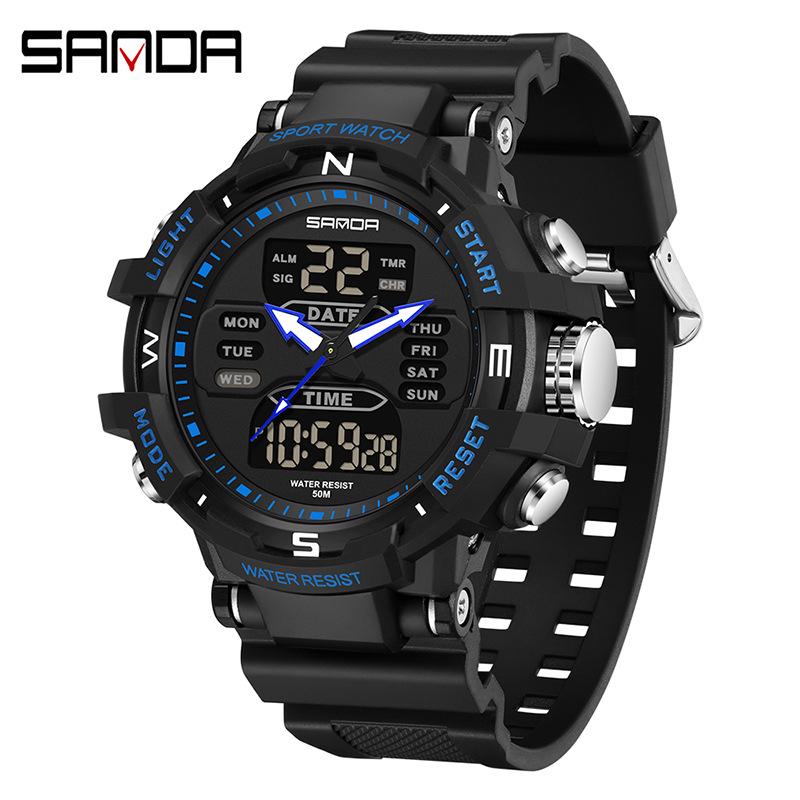 Sanda Men s Casual Sports Waterproof Dual Display Digital Watch