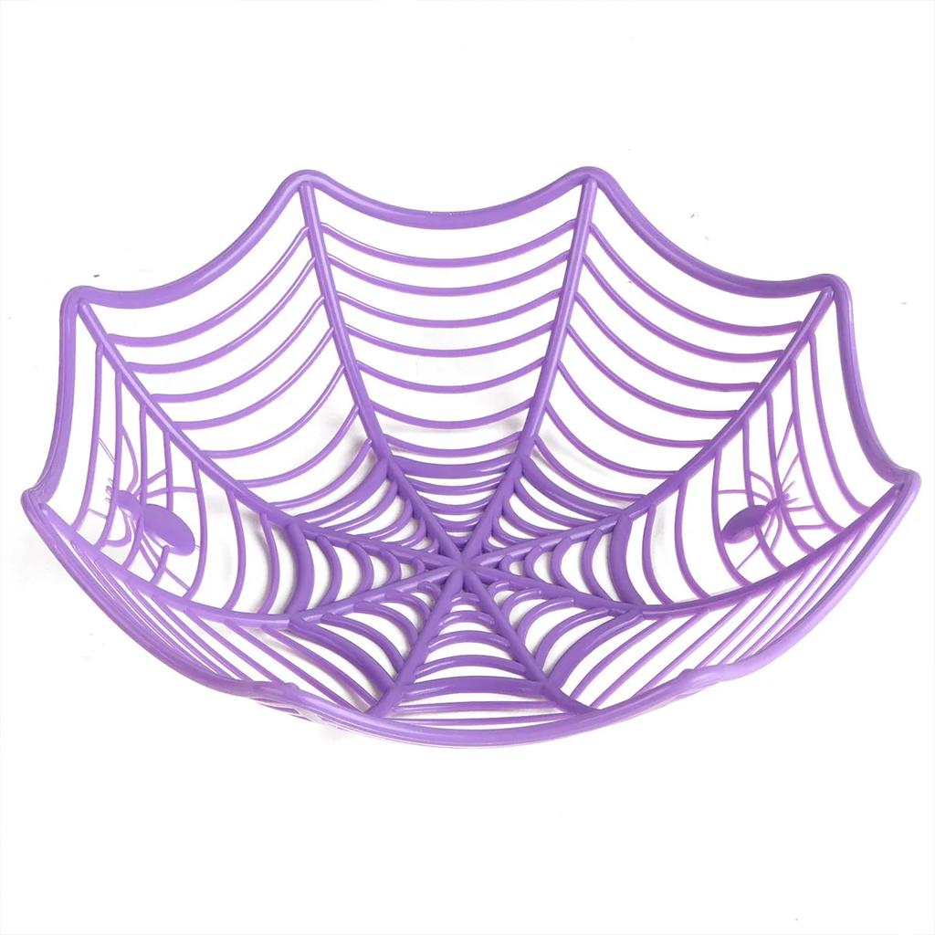 1pc-Halloween Candy Basket Spider Web Bowl Cookies Fruit Basket Trick or Treating Decorating Halloween