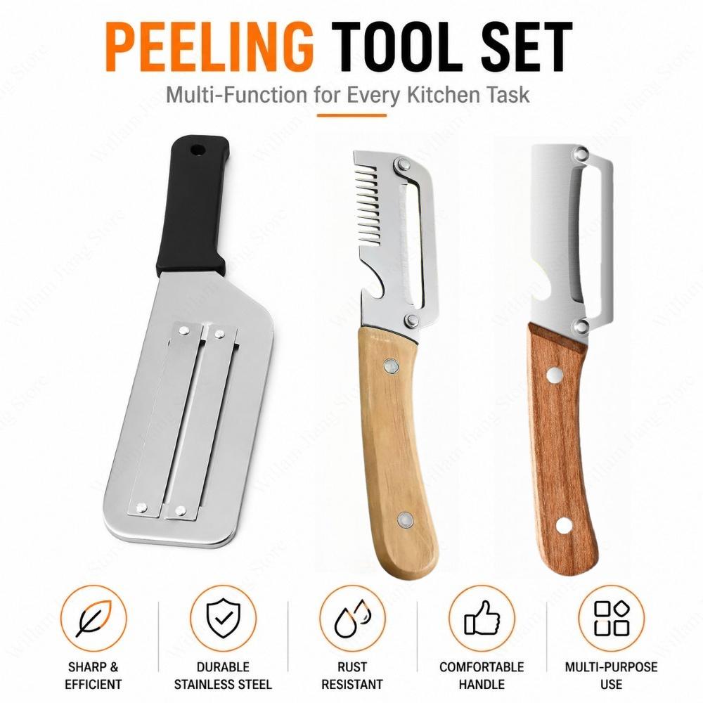 Kitchen Fruit Vegetable Processing Tool Peeler Stainless Steel Paring Ergonomic Handle Portable Gadget for Daily Cooking7