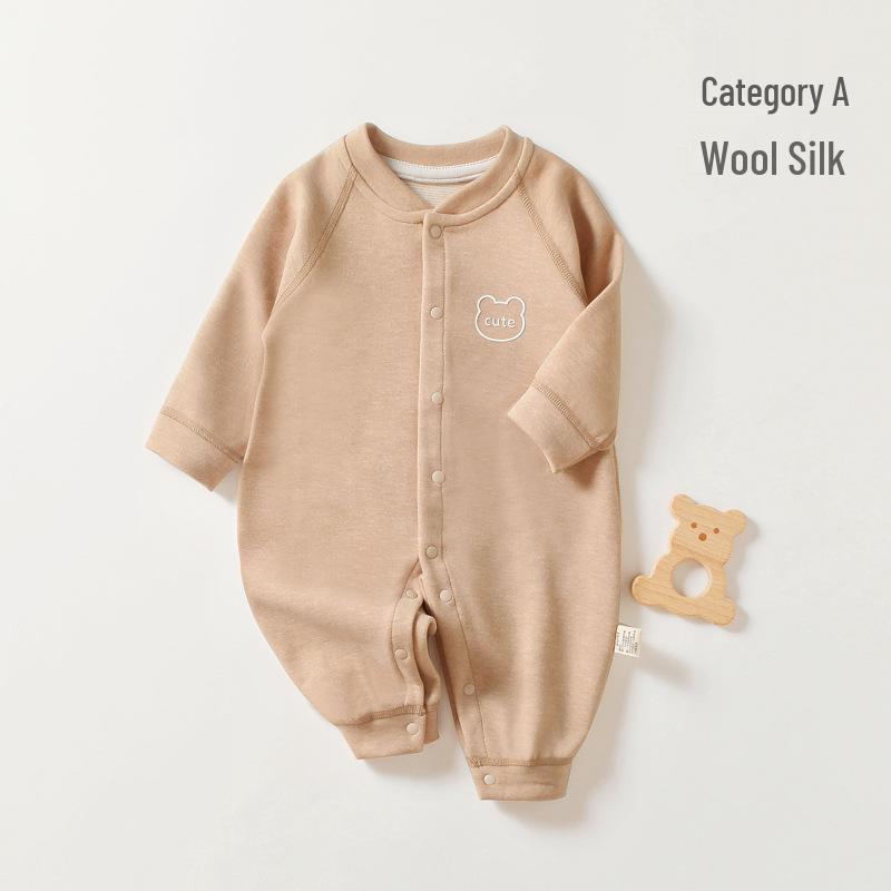 

Детский боди-ромпер с длинным рукавом из шелка и шерсти 59cm (53-58cm, 8-12 jin)