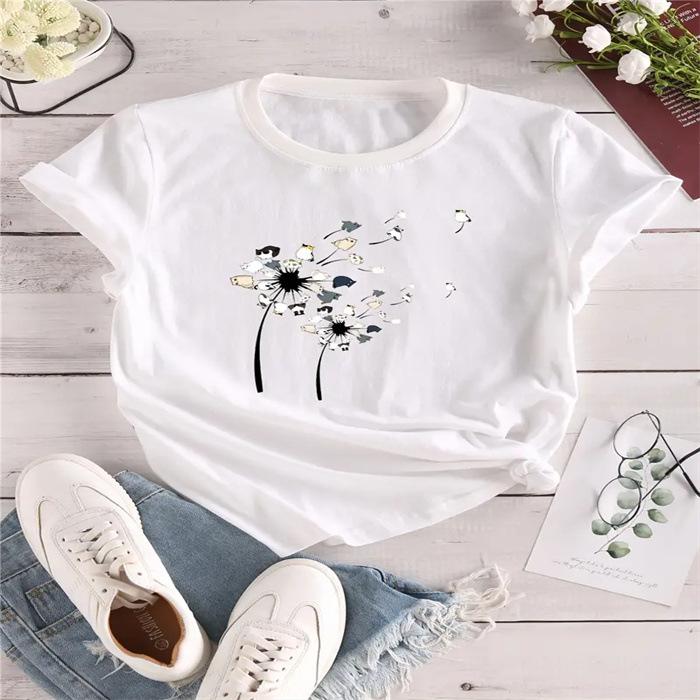 Short-sleeved T-shirt European and American summer new women's fashion casual home commuting versatile round neck short-sleeved T-shirt
