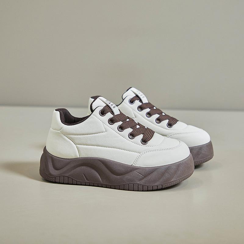 Spring White Shoes New Style Female Students' Height-enhancing Sports Shoes Trendy Casual Shoes Street Photography