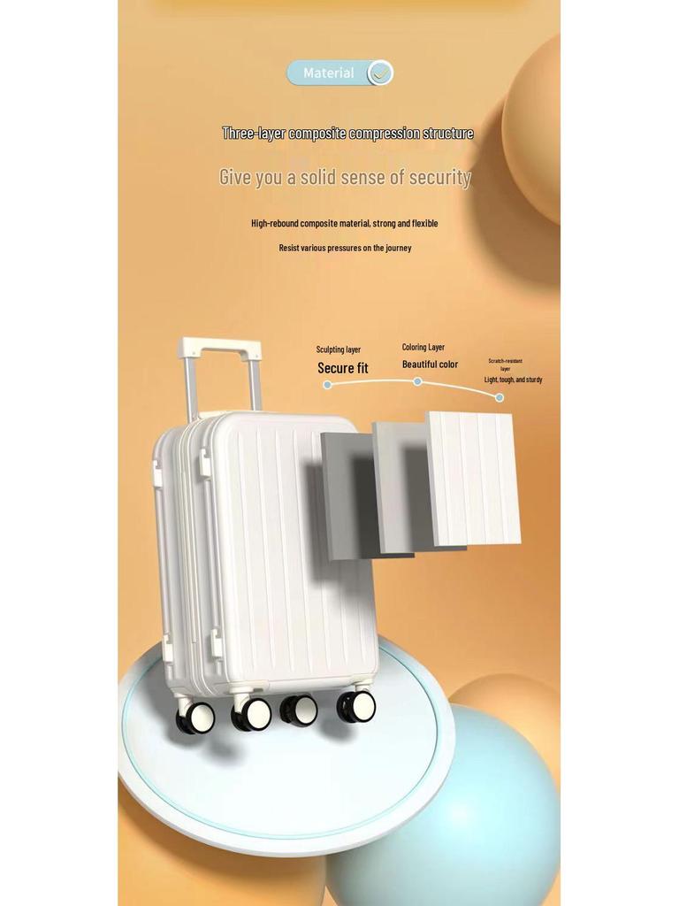 Solidna koreańska walizka na kółkach: Stylowa, Wytrzymała Walizka Podróżna dla Studentów i Kobiet z Zamkiem Szyfrowym, Opcja Skórzana Dostępna dla Mężczyzn.