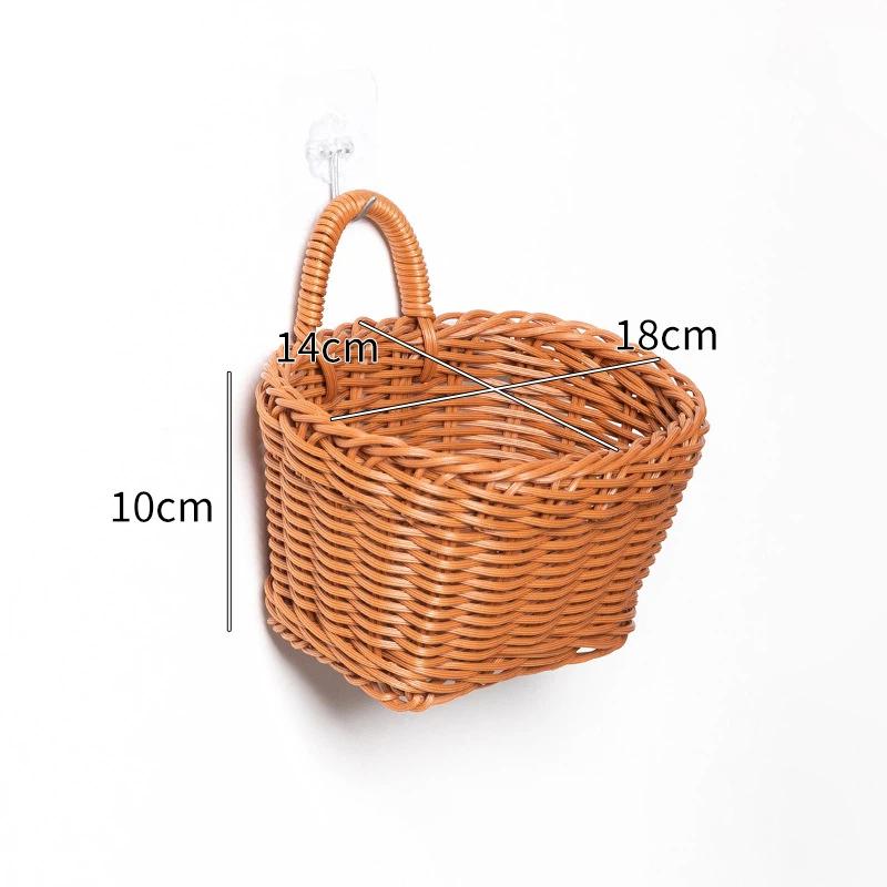 Wall Hanging Basket Boho Style Hand-Woven Hanging Storage Baskets Kitchen Ginger Garlic Scallion Egg Fruit Storage Box