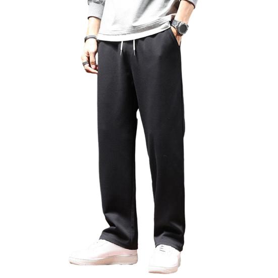 Herbst Casual Männer Jogger Hosen Lose Breite Bein Jogginghose Elastische Taille Kordelzug Taschen Sport Hosen