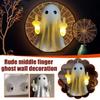 3D Middle Finger Cute Ghost Night Light Halloween Resin Ghost Figurines Funny Cute For Home Prank Gifts 2025 Halloween Ornament