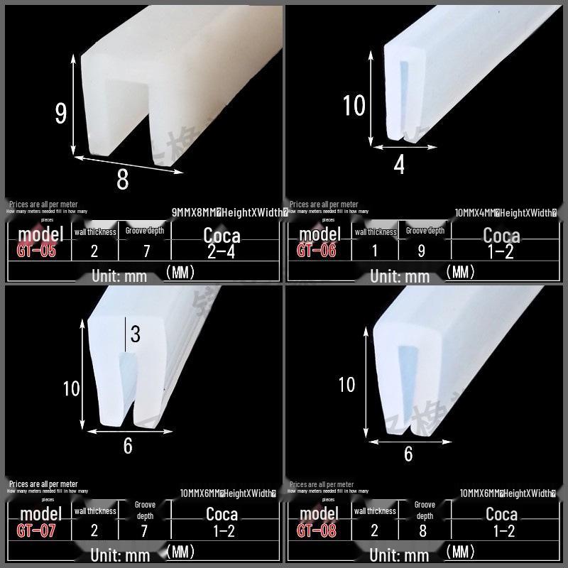 Eco-friendly U-shaped Silicone Edge Seal: Transparent, High Temperature Resistant, Anti-collision Strip for Glass Machinery & Fish Tanks.