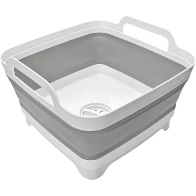 Tazón plegable de 8,5 L con tapón de drenaje, lavabo plegable portátil, fregadero de camping para lavar platos, uso para lavandería y cocina