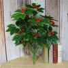 Artificial Bonsai Money Tree with Orange Flowers - Living Room Green Plant Decoration