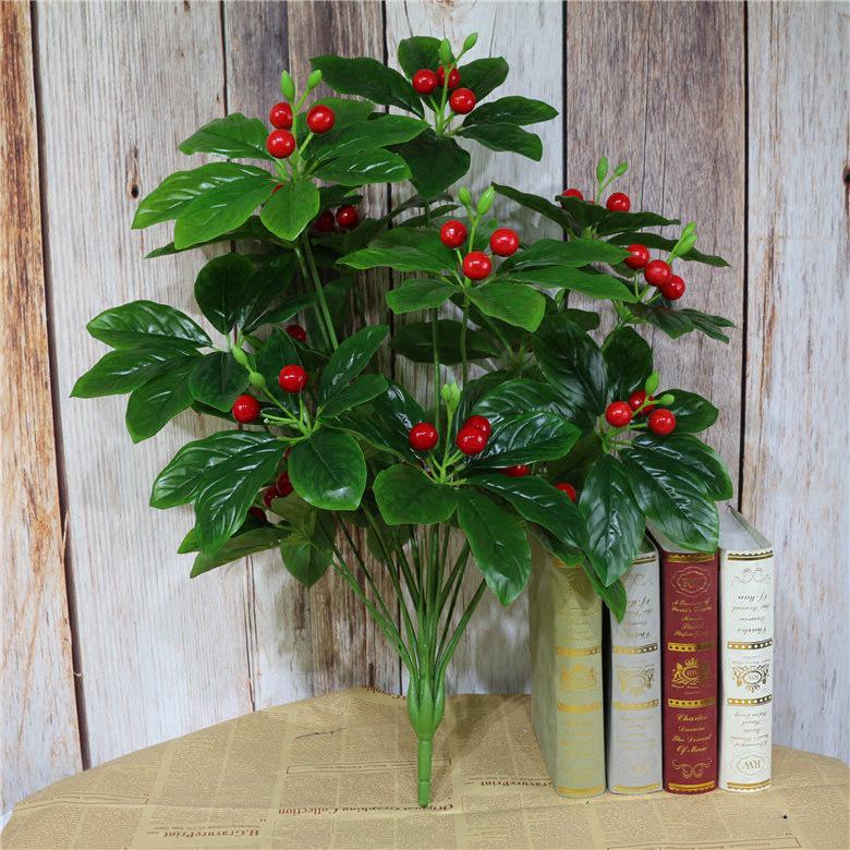 Artificial Bonsai Money Tree with Orange Flowers - Living Room Green Plant Decoration