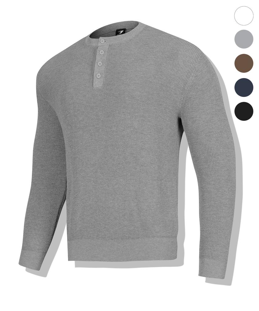 DRIX Washable Linen Henley Neck Muscle Fit Long Sleeve Knit_5 Colors