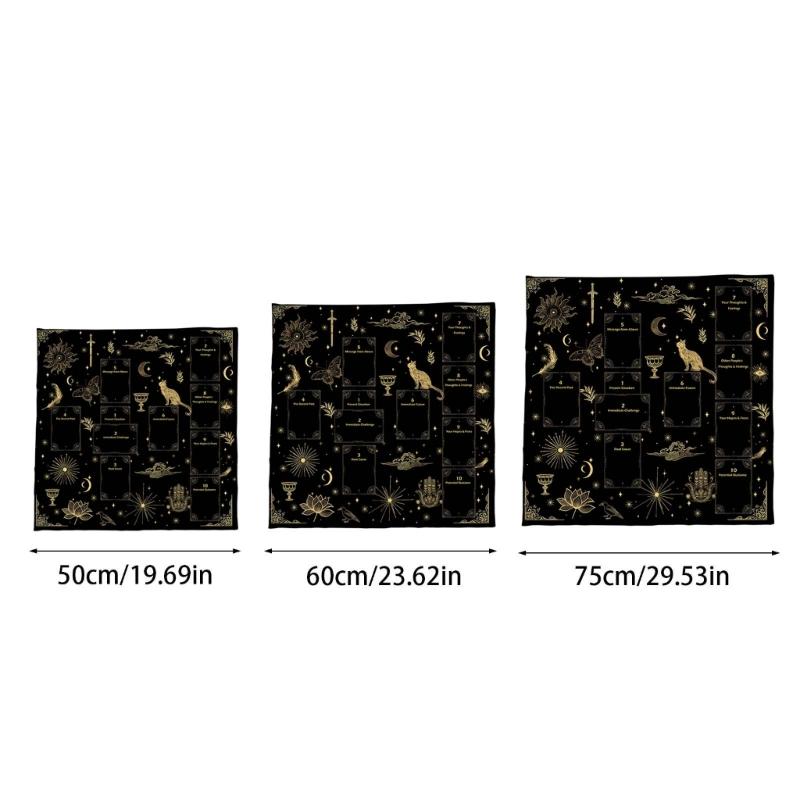Practical Foldable Night Theme Tarots Cloth Easy To Clean Velvets Divination Mat Fabric Texture for Spiritual Practices