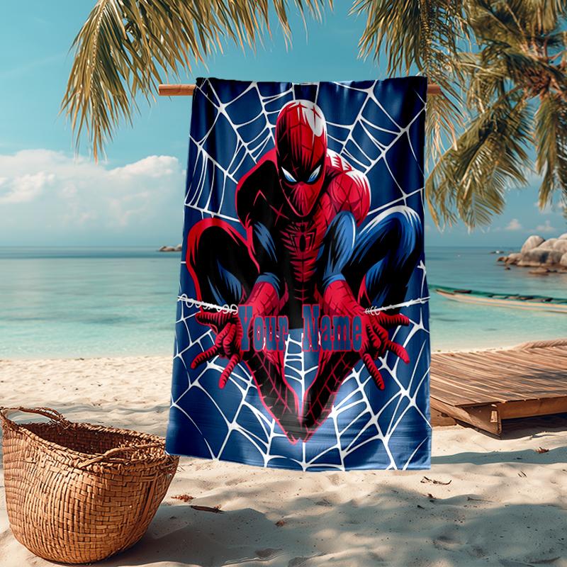 Custom Name Ultra-Soft Beach Towel with Spider Man Theme,Ideal for Pool - Camping, Diving - Perfect Travel Essential, Vibrant Beach Towel.