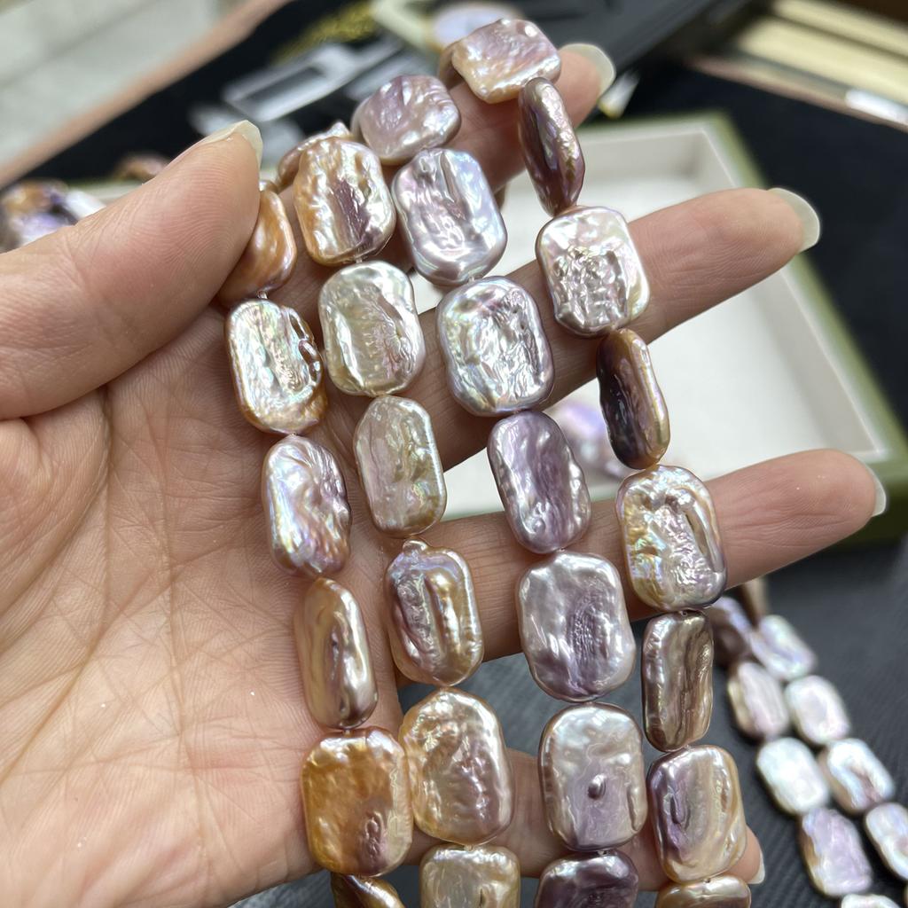 1String, Purple Natural Freshwater Pearls, Handmade Irregular Square Pearl Beads, 13×18mm, for DIY Necklace, Bracelet Accessories, Holiday Gift 36cm