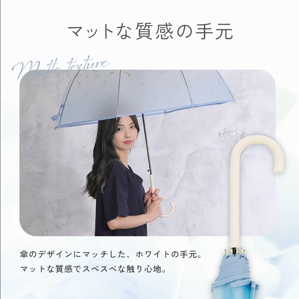Ogawa (Ogawa) Long Vinyl Umbrella, Sky, LINEDROPS, 60cm, 8 Ribs, Deep Tension, Jump-Style, 57356