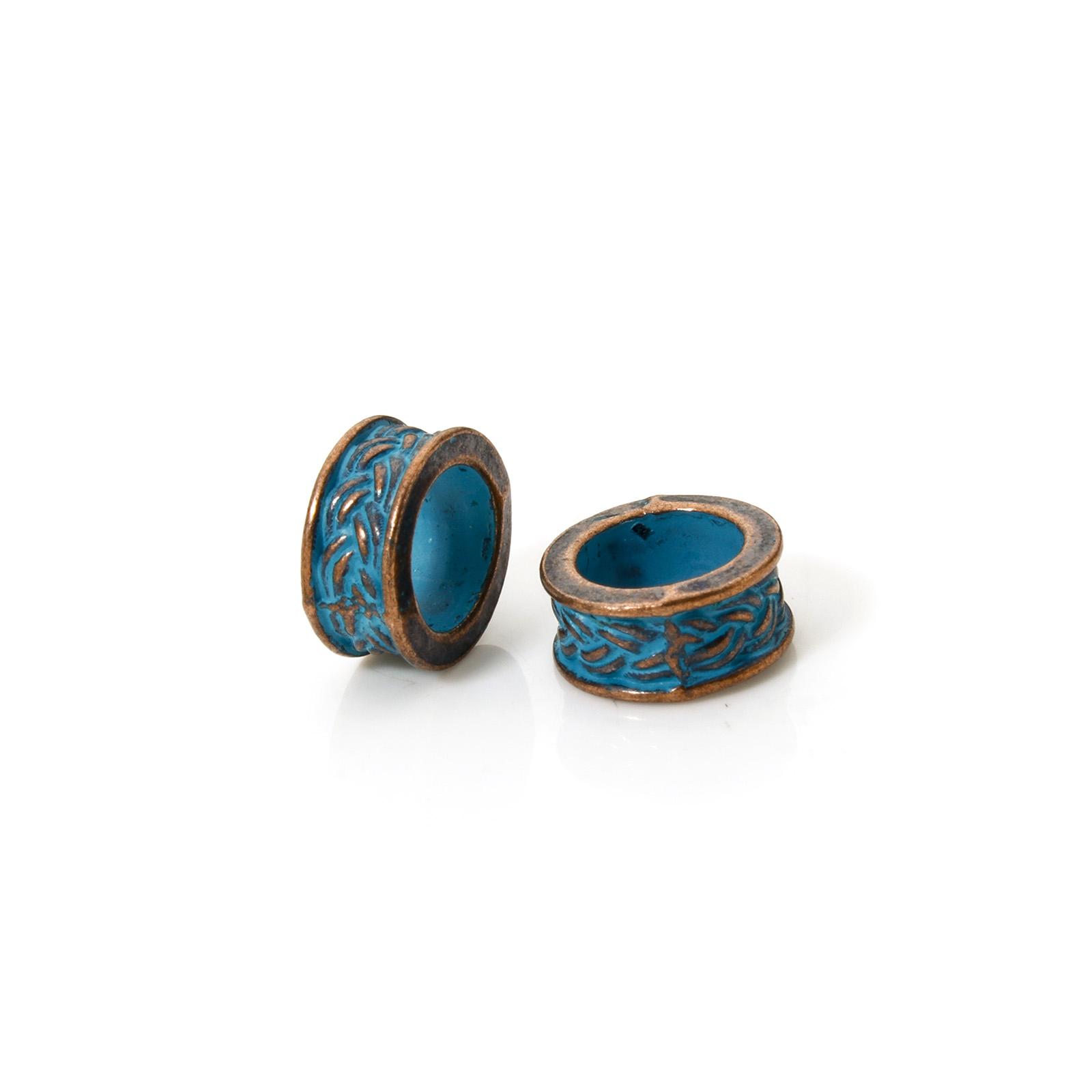 

10/20 PCs Zinc Based Alloy Bohemia Patina Spacer Beads For DIY Jewelry Making Antique Copper Blue Drum Flower Necklace Findings
