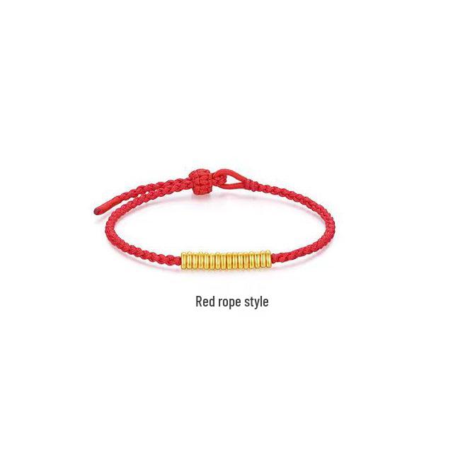 Вьетнамский браслет из песочного золота с витыми бусинами и красной нитью для мужчин и женщин - Счастливый плетеный браслет для пары