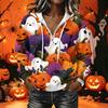 Women's Casual Long Sleeve Halloween Printed Hoodie Pullover with Top