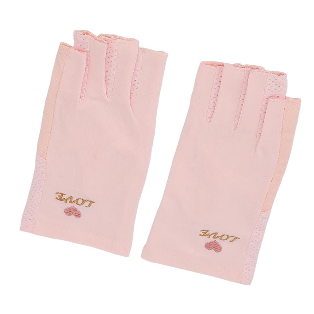 Manicure Gloves UV Protection Stretchy Breathable Fingerless Fiber Cotton Nail Lamp Gloves for Home