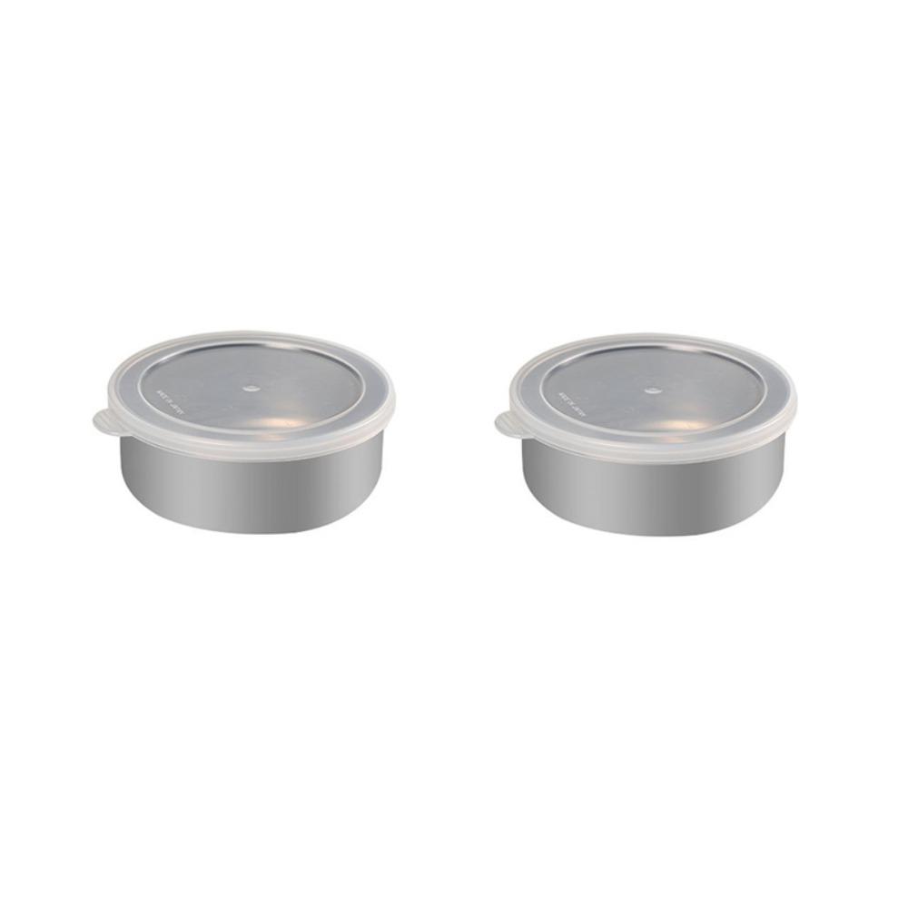 2PCS Sealed Stainless Steel Food Fresh Keeping Box With Lids Food Packing Box  Picnic Round