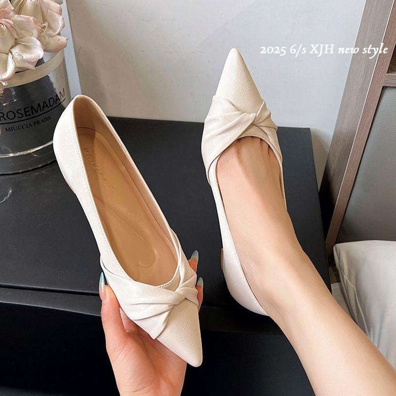 Small Height-increasing Single Shoes Women's Slope Heel Pointed Tip Versatile Flat-soled Ladyshoes, Super One-pedal Lazy, Trendy Loafers