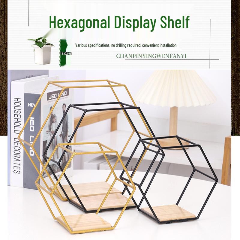 Hexagonal Wall-Mounted Storage Shelf for Living Room or Bedroom
