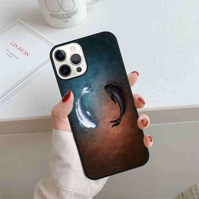 

Yin Yang Koi fish art Phone Case For iPhone 17 Air 14 15 16 13 12 Cover For Apple 14 15 16 Pro Max Plus Coque iPhone 14pro max