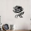 Metal Wall Art Rose Flower Sculpture Elegant Home Decor for Living Room Valentine Anniversary Gift Powder Coated Metal