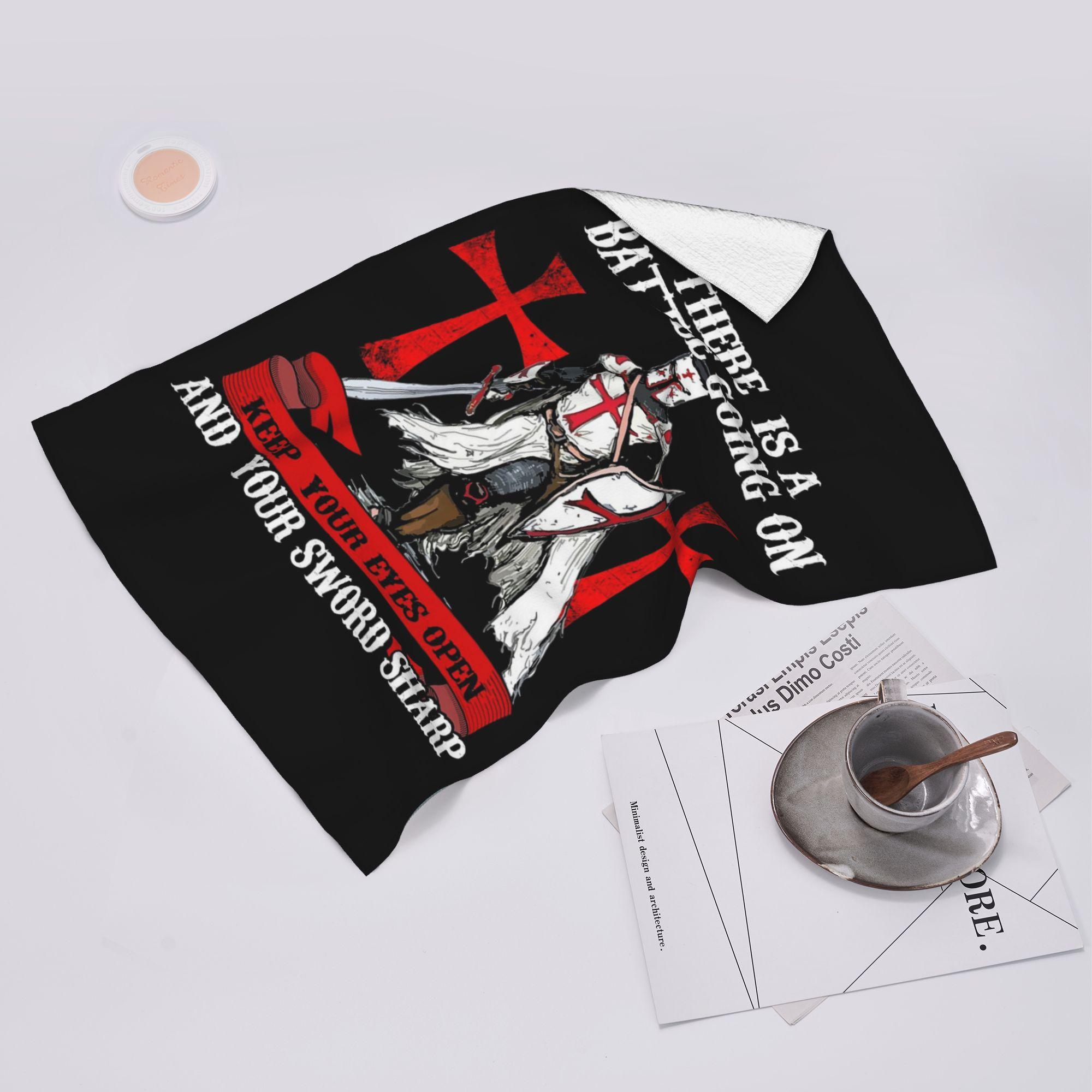 Ka Chen Muxi White Knights Templar Cross Shield Symbol Medieval Sword Emblem Secret Order Soft Face Towel Quick Dry Pool Bath Cotton Towels