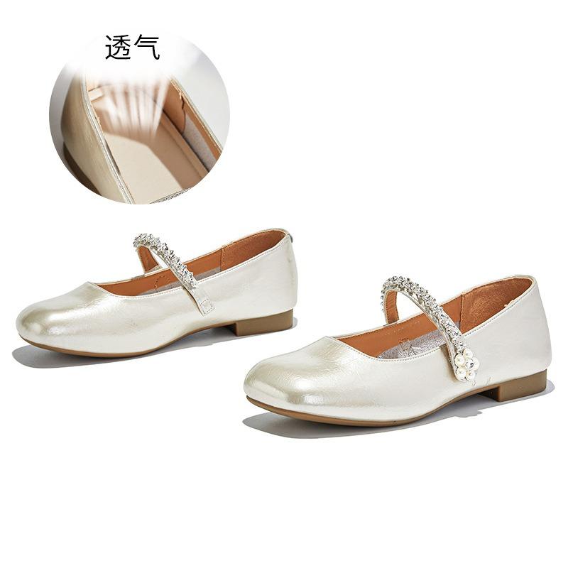 Mary Jane Schuhe aus Leder Damen Herbst neue eckige Spitze flacher Ausschnitt Mode Einzelne Schuhe Pendler Damenschuhe