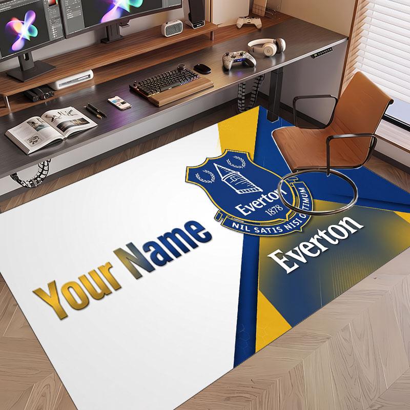 Custom Rug Everton FC Pattern Print Name Text Soft Non‑Slip Floor Carpet for Home Indoor Decoration