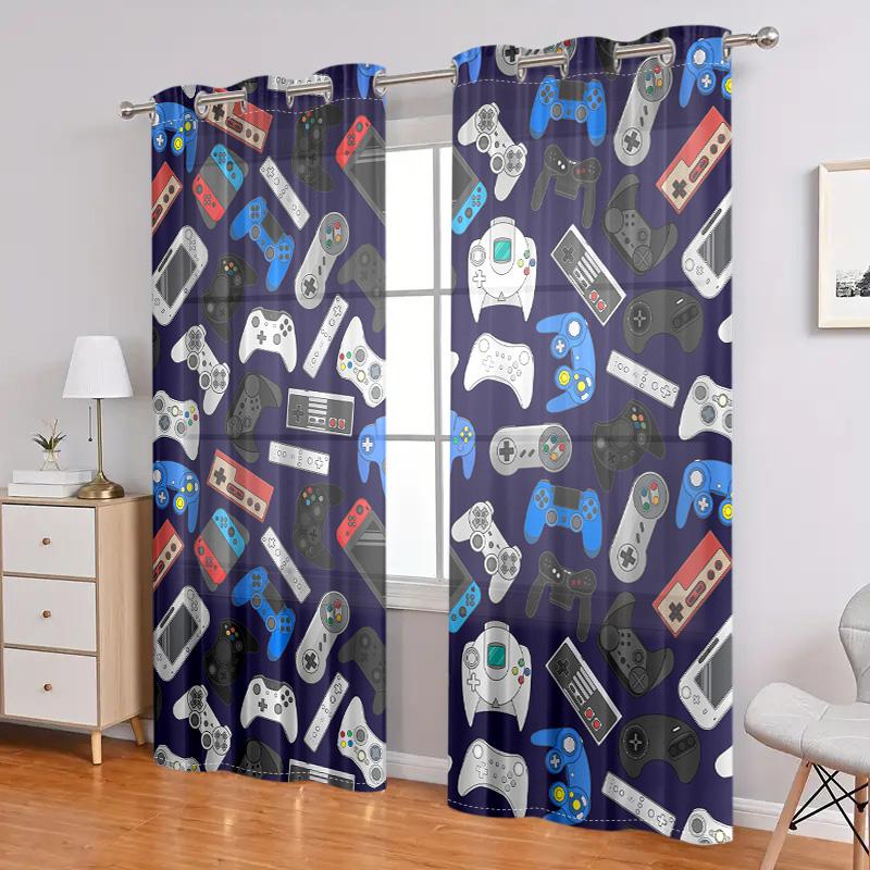 2 Pieces, Game Controller Curtains for Boys, Children, and Teenagers - Living Room, Bedroom, Home Decoration - Colored