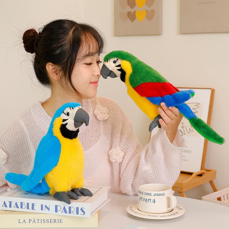 24cm Cute Lifelike Rio Macaw Parrot Plush Stuffed Animal Toy Soft Simulated Kawaii Parrot Dolls For Birthday Gift