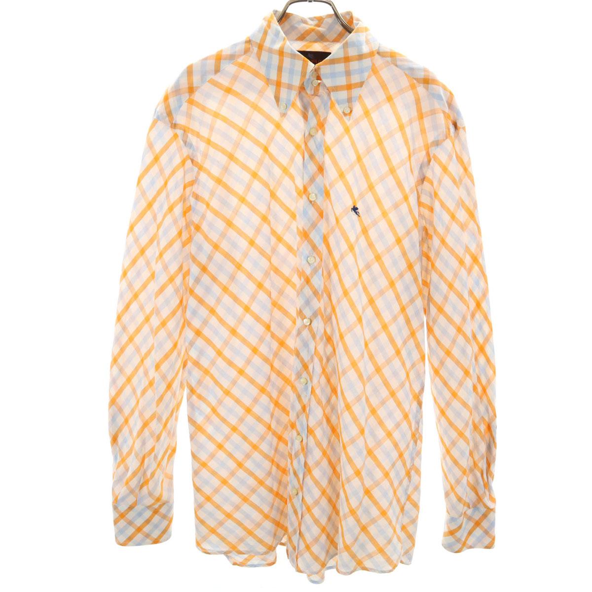 

ETRO сделано в Италии Клетчатый узор Рубашка с длинным рукавом на пуговицах 43 белая Мужская Б/У