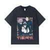 275 GSM Washed T-shirts 100% Cotton Jujutsu Kaisen V40 Print Unisex Heavy Cotton T Shirt