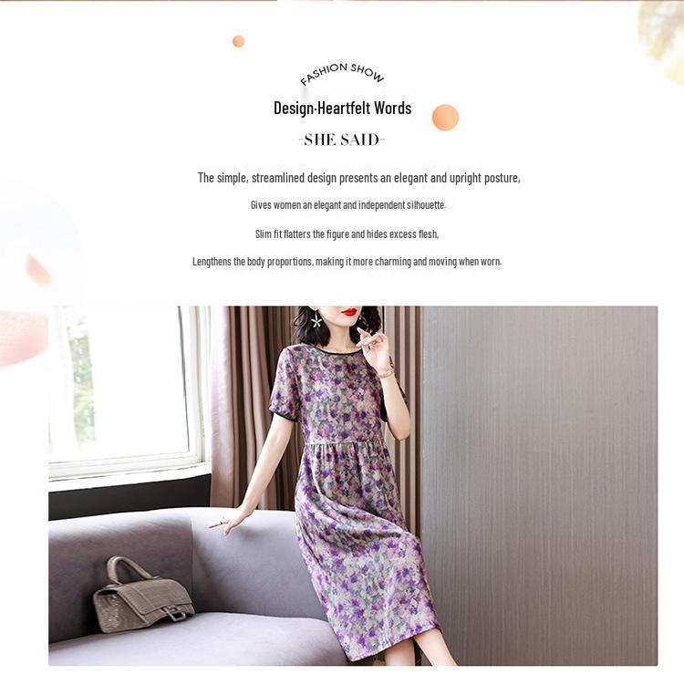 Summer 2026 Retro Print Plus Size Dress for Women: Stylish and Slimming Mother's Outfit