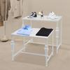 2-Pack White Display Racks - Industrial Retail Shelving Units, Modern Clothing Shoe Display Stands, Carbon Steel Storage Tables