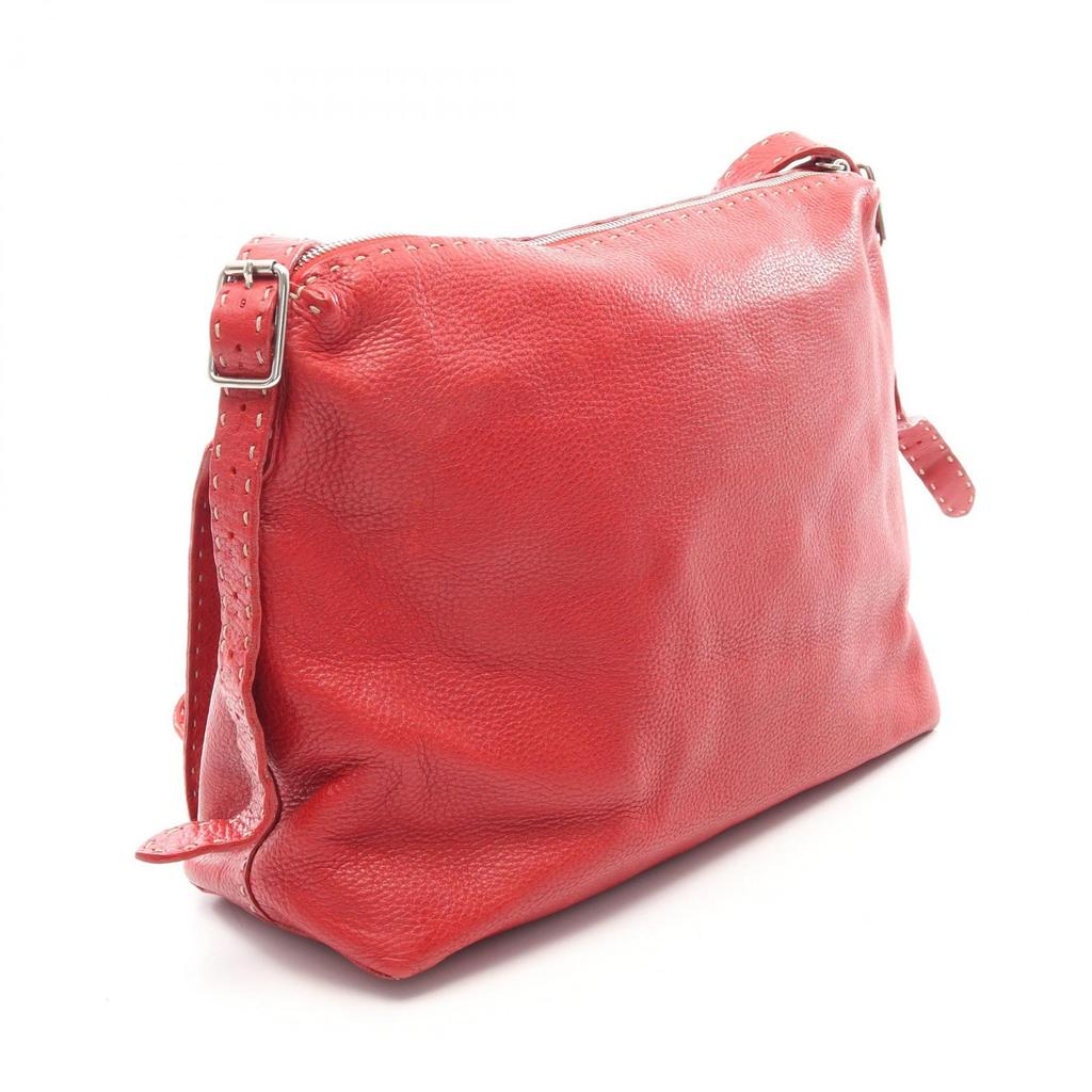Used FENDI Selleria Shoulder Bag Leather Red Used Women