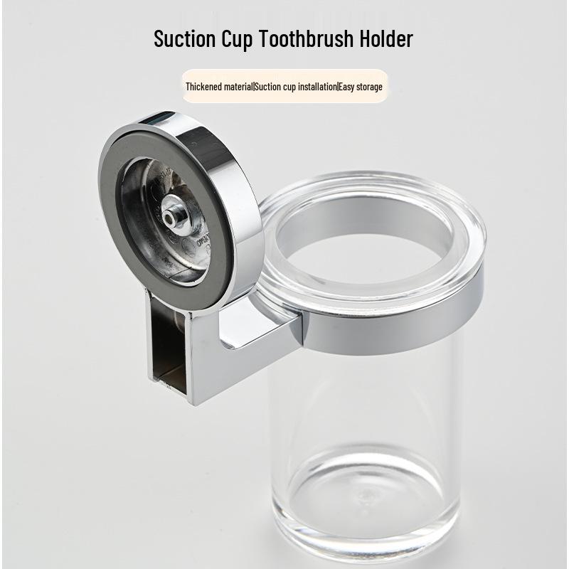 Wall-Mounted Toothbrush & Toothpaste Holder with Suction Cup and Rinsing Cup