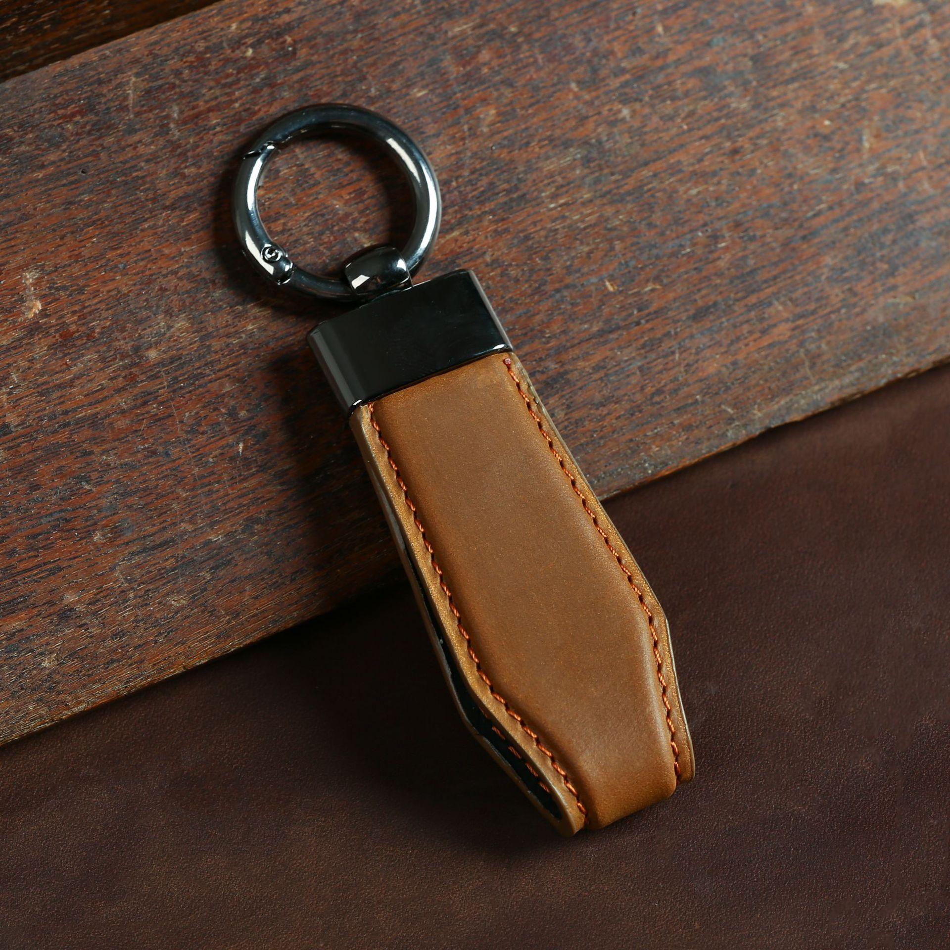 Leather Hand Strap Keychain Pendant, Car Remote Control Chain, Circle Ring, Men S And Women S Retro Mad Horse Leather Key Pendant.